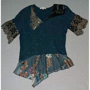 Vintage Y2K Spencer Alexis Tunic Top Womens Size 4 Multicolor Textured Dark...